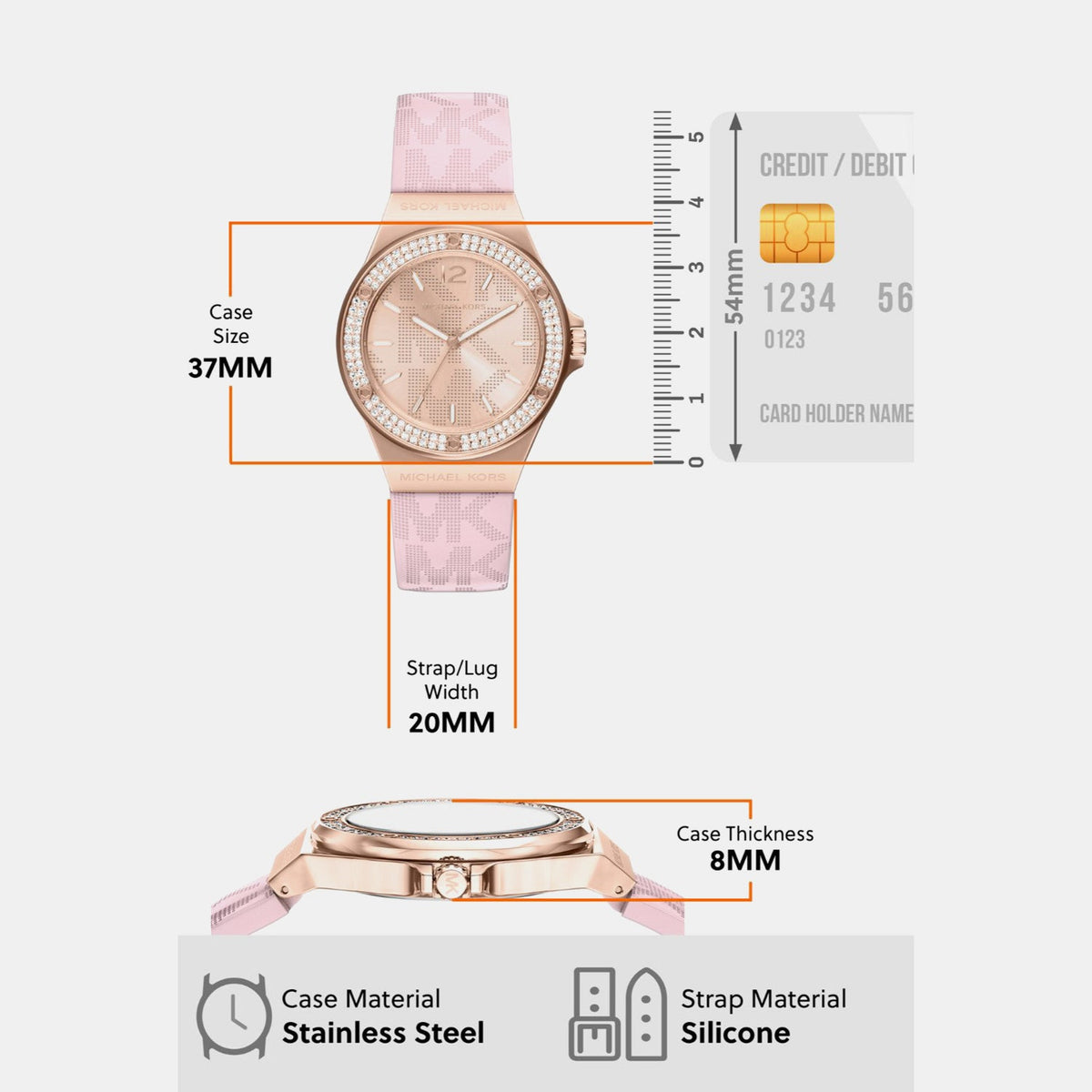 Lennox Women Quartz Rose Gold Dial Analog Stainless Steel Watch MKO1251
