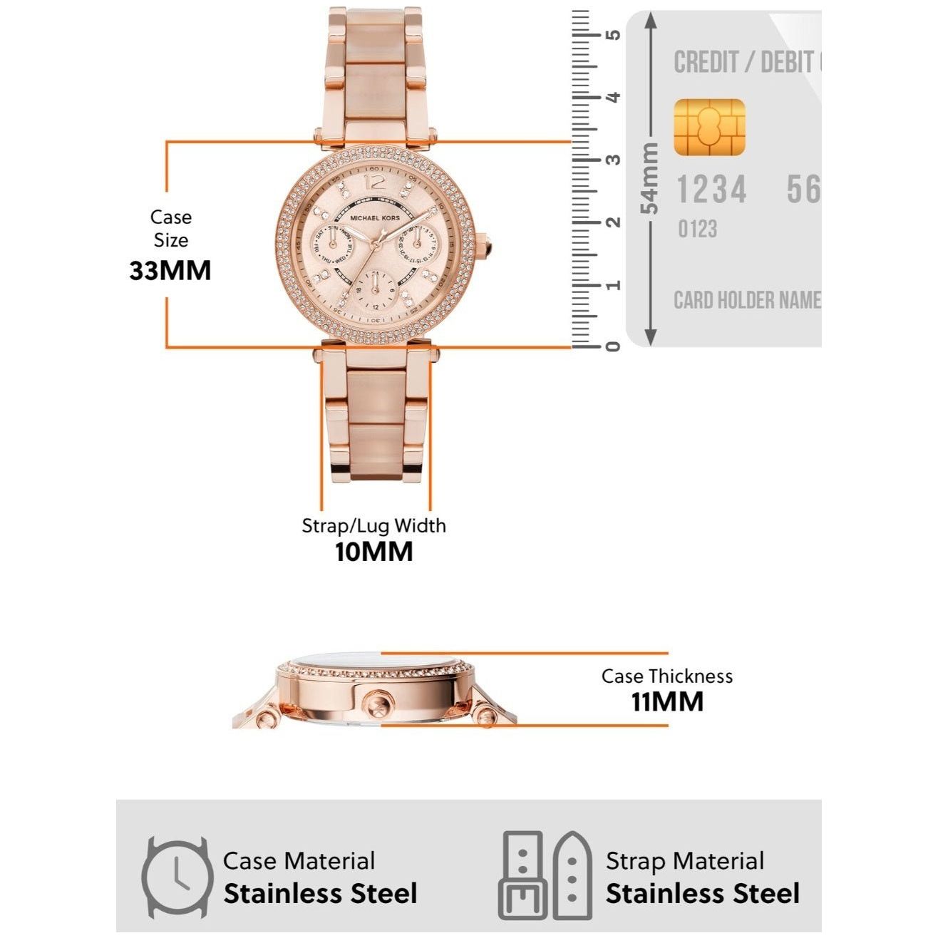 Michael Kors Watches Mini Parker Stainless Steel Womens Watch -MK6110