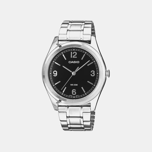 Casio Men Quartz Black Dial Analog Stainless Steel Watch A2561