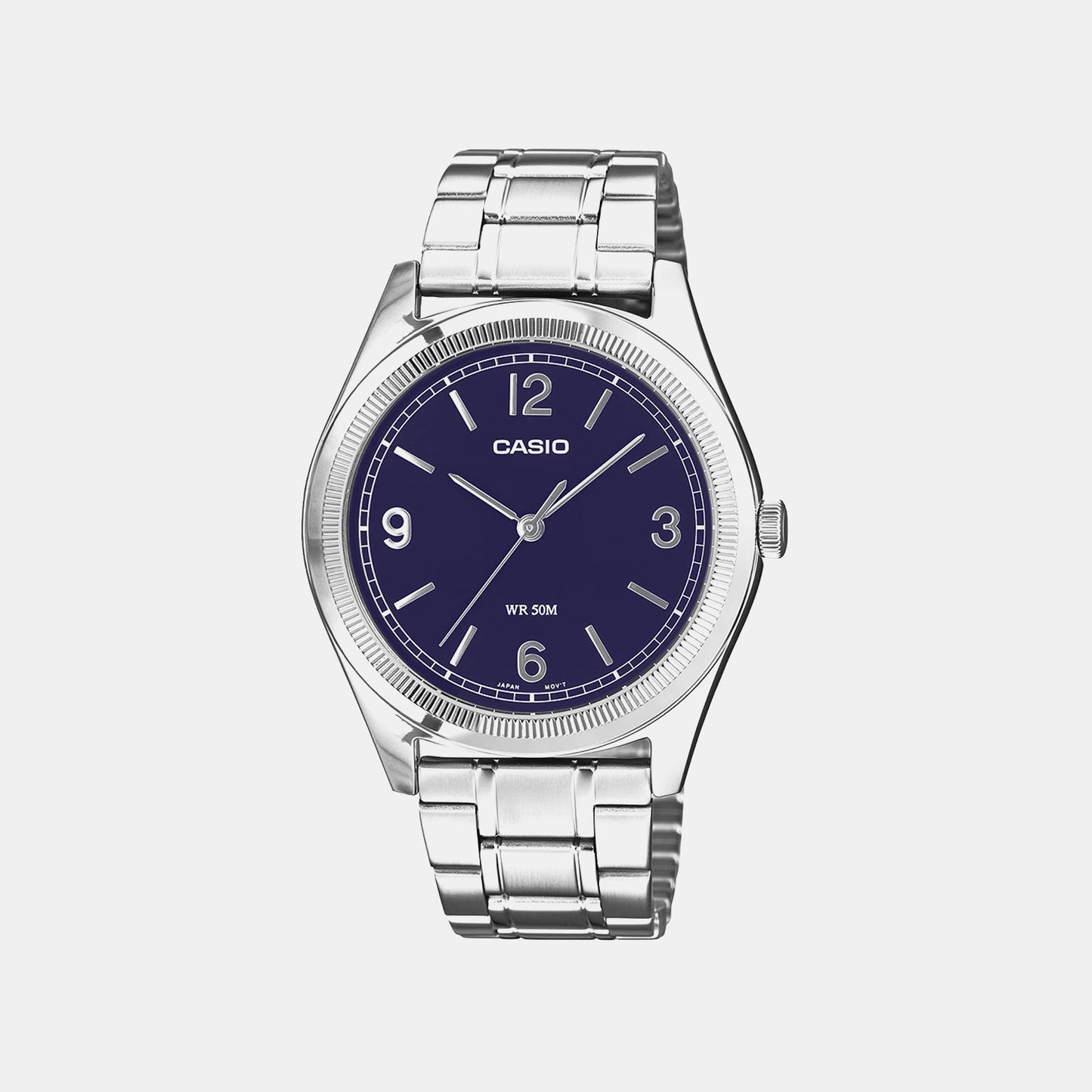 Casio Men Quartz Blue Dial Analog Stainless Steel Watch A2562