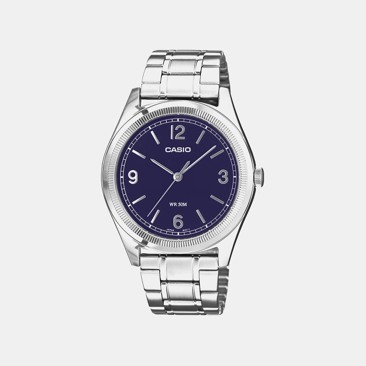 Casio Men Quartz Blue Dial Analog Stainless Steel Watch A2562
