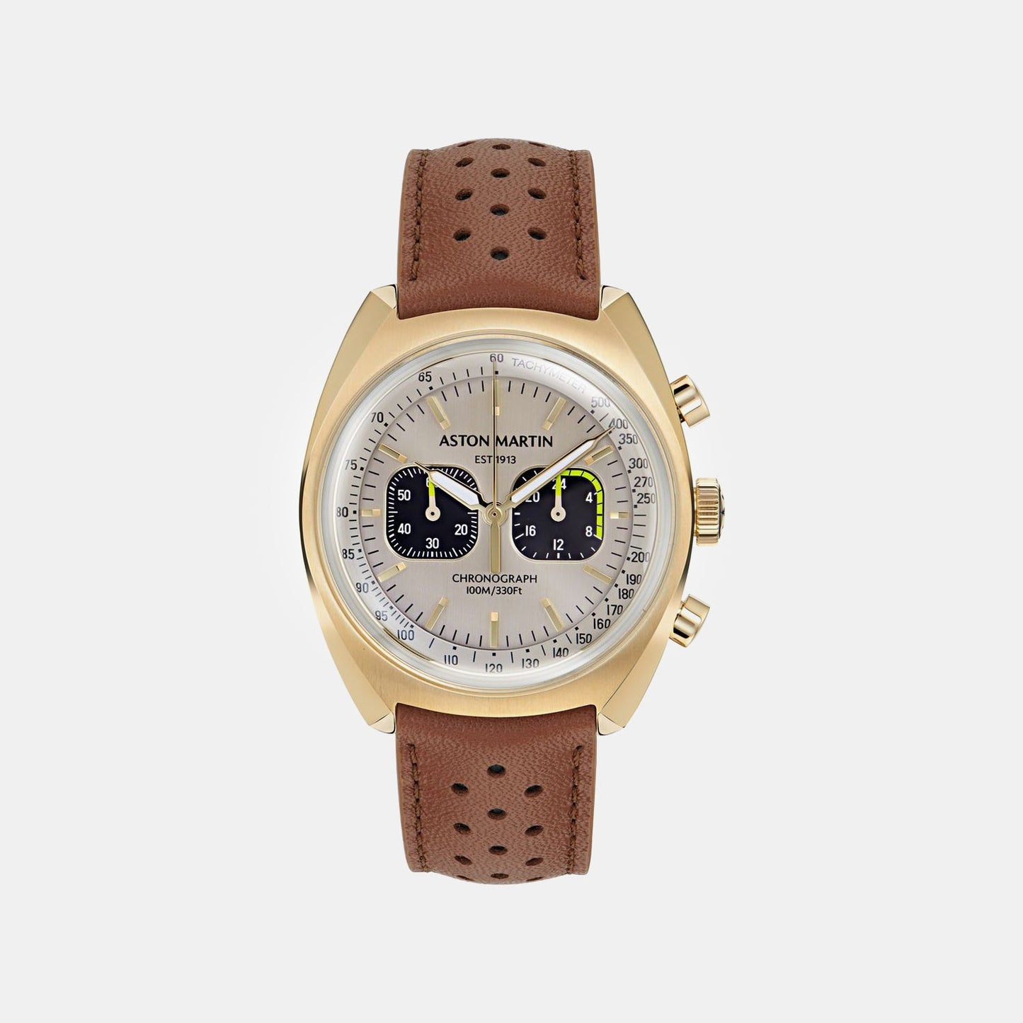 Aml Timeless Men Quartz Silver Dial Chronograph Leather Watch MTTS2F5023E