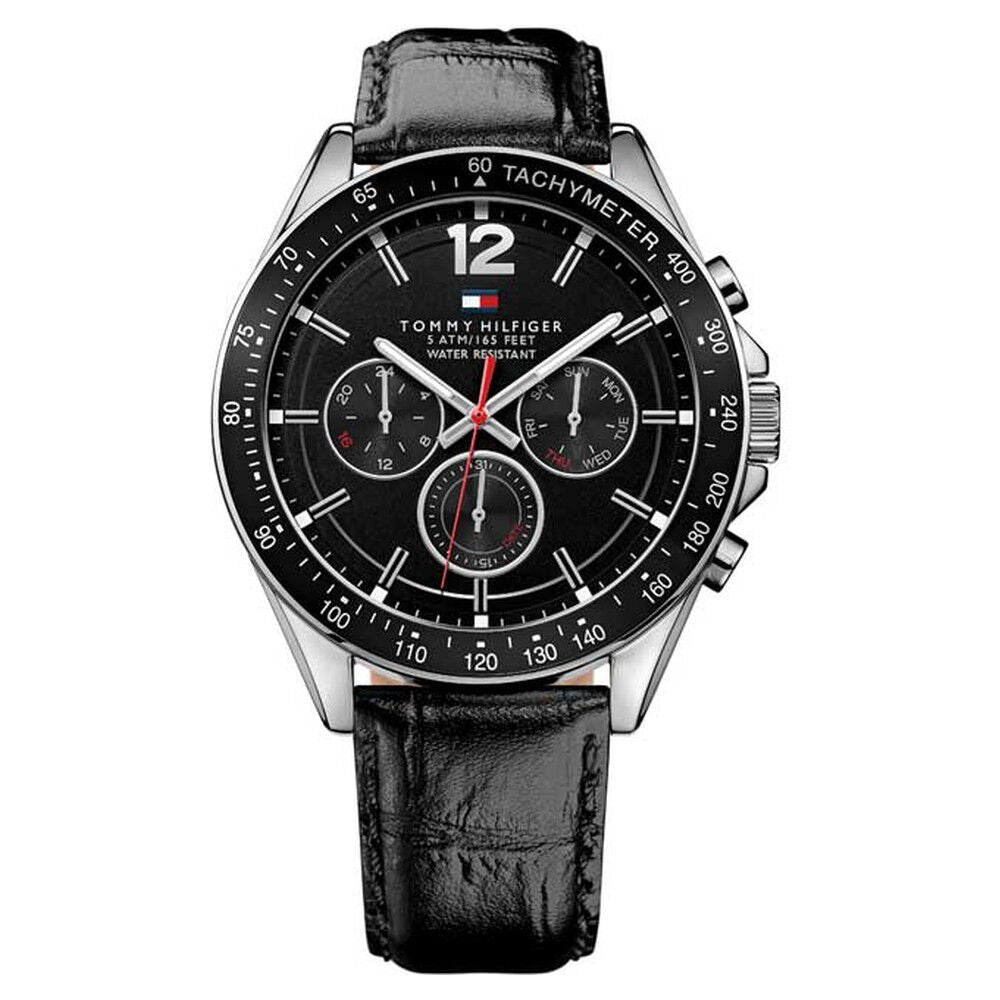 Tommy Hilfiger Quartz Analog Black Dial Leather Strap Watch for Men-NCTH1791117W