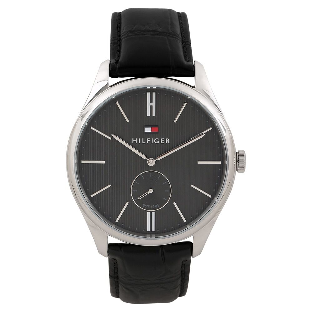 Tommy Hilfiger Quartz Analog Black Dial Leather Strap Watch for Men-NATH1791168J