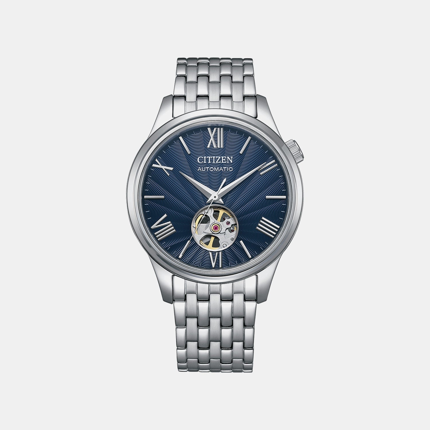Mechanical Open Heart Men Automatic Blue Dial Analog Stainless Steel Watch NH9130-84L
