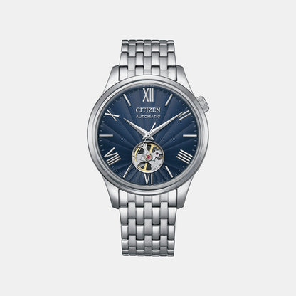 Mechanical Open Heart Men Automatic Blue Dial Analog Stainless Steel Watch NH9130-84L