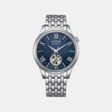 Mechanical Open Heart Men Automatic Blue Dial Analog Stainless Steel Watch NH9130-84L