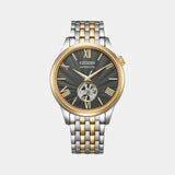 Mechanical Open Heart Men Automatic Grey Dial Analog Stainless Steel Watch NH9136-88H