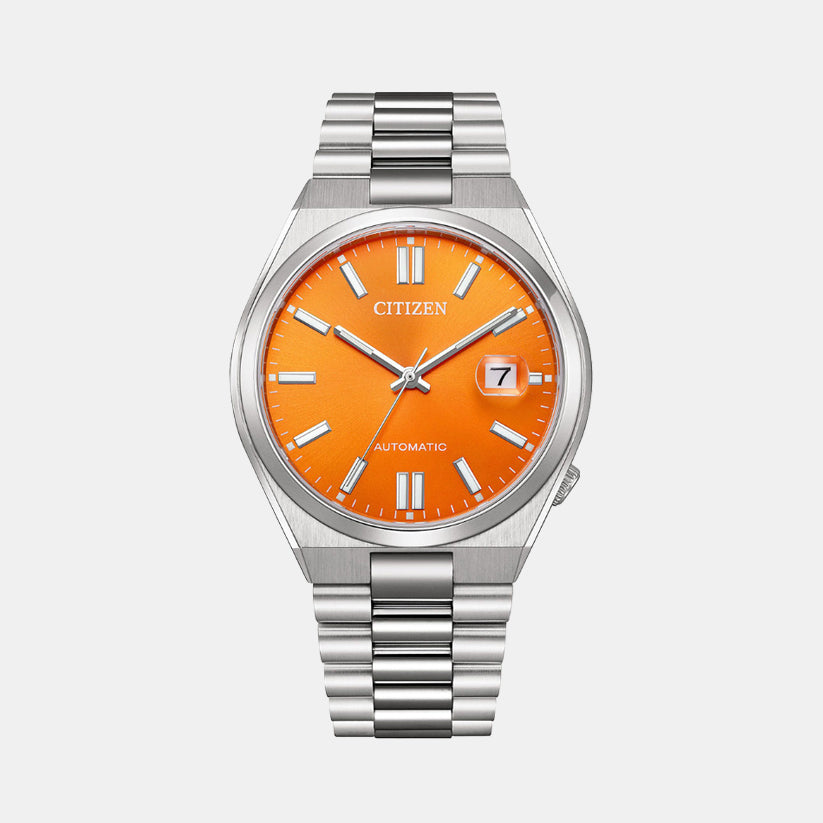 Tsuyosa Men Automatic Orange Dial Analog Stainless Steel Watch NJ0151-88Z