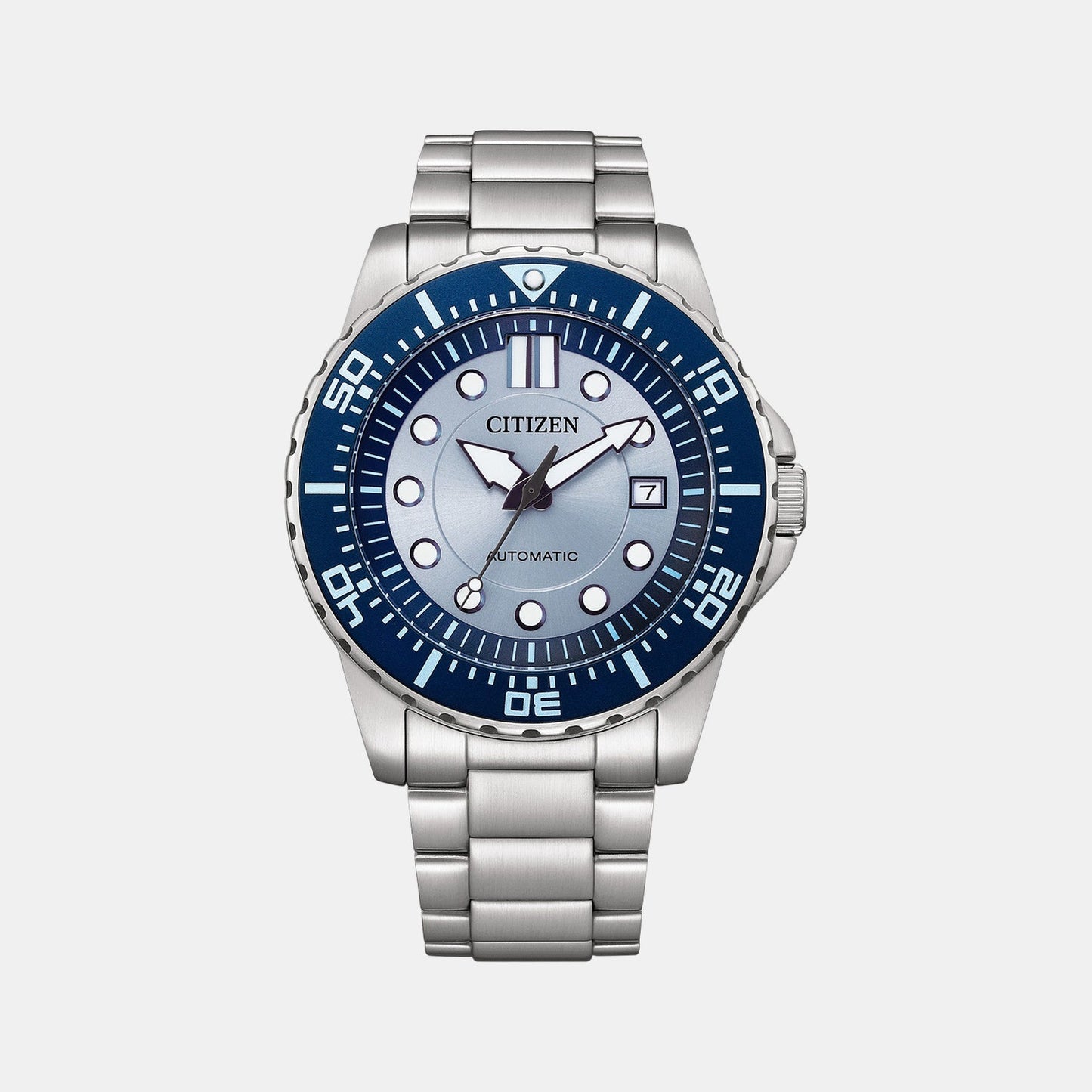 Men Automatic Blue Dial Analog Stainless Steel Watch NJ0178-81M