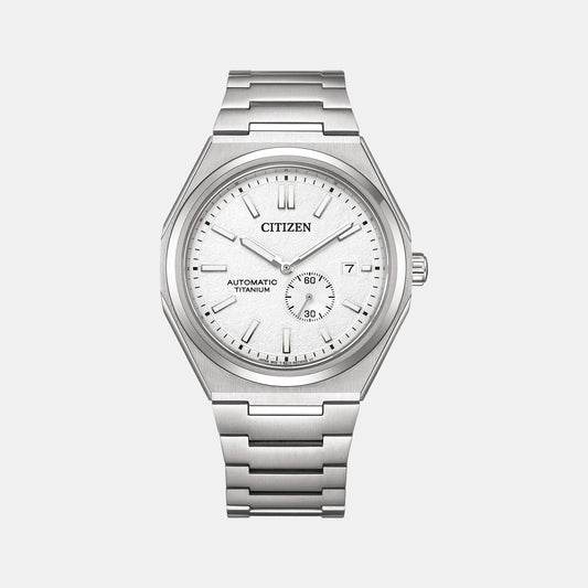 Zenshin Men Automatic White Dial Analog Titanium Watch NJ0180-80A