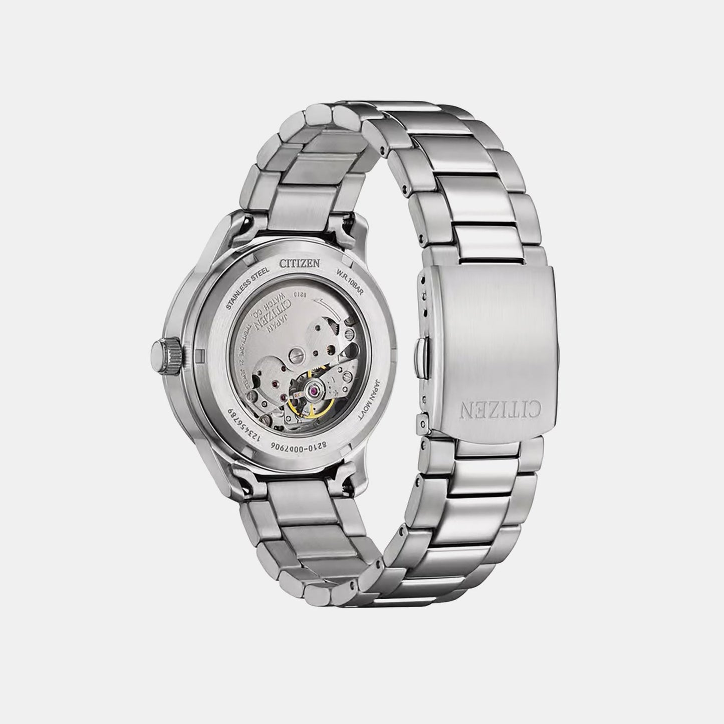 Men Automatic Blue Dial Analog Stainless Steel Watch NJ0191-83M