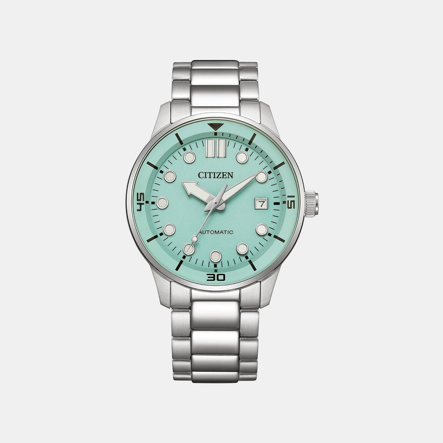 Men Automatic Blue Dial Analog Stainless Steel Watch NJ0191-83M