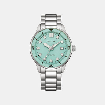 Men Automatic Blue Dial Analog Stainless Steel Watch NJ0191-83M
