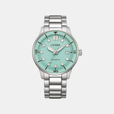 Men Automatic Blue Dial Analog Stainless Steel Watch NJ0191-83M