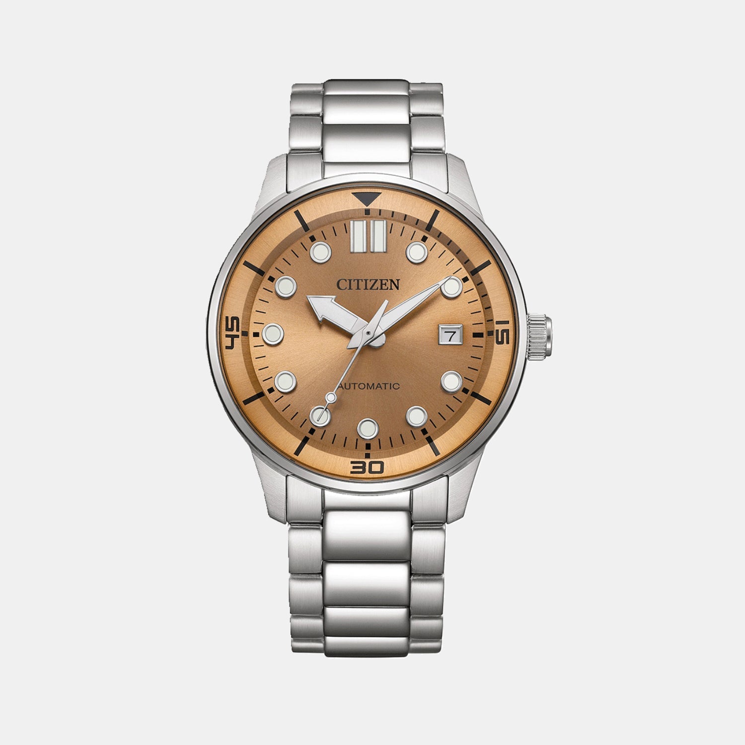 Mechanical 3 Hands Men Automatic Orange Dial Analog Stainless Steel Watch NJ0191-83X