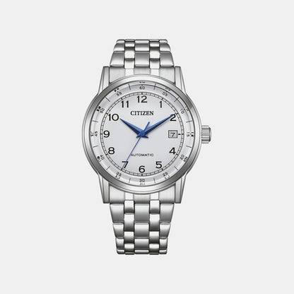 Men Automatic White Dial Analog Stainless Steel Watch NJ0210-56A