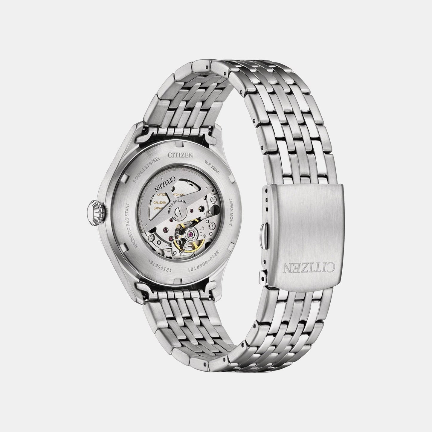 Men Automatic Blue Dial Analog Stainless Steel Watch NJ0240-55L