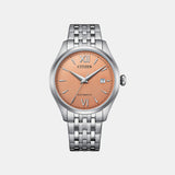 Men Automatic Orange Dial Analog Stainless Steel Watch NJ0240-55X