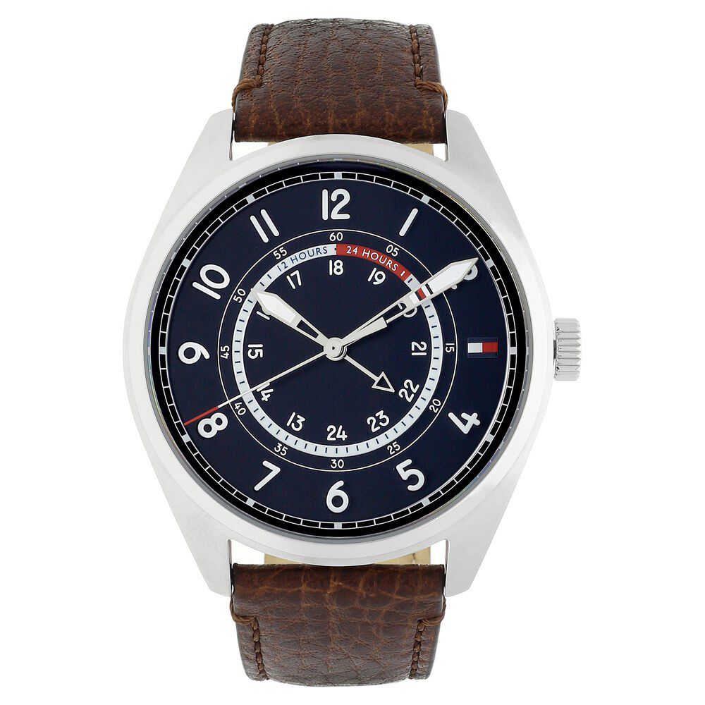 Tommy Hilfiger Quartz Analog Brown Dial Leather Strap Watch for Men-TH1791371