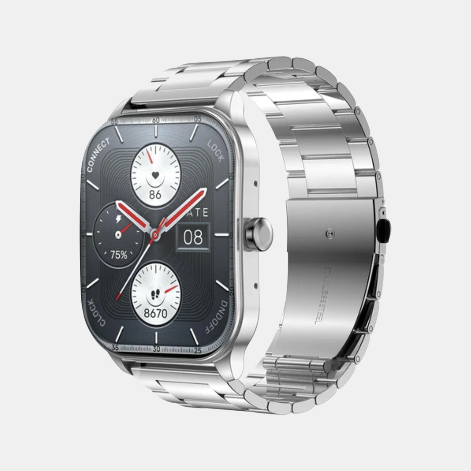 Unisex Processor Silver Dial Amoled Stainless Steel Watch POP 3S METALLIC SILVER