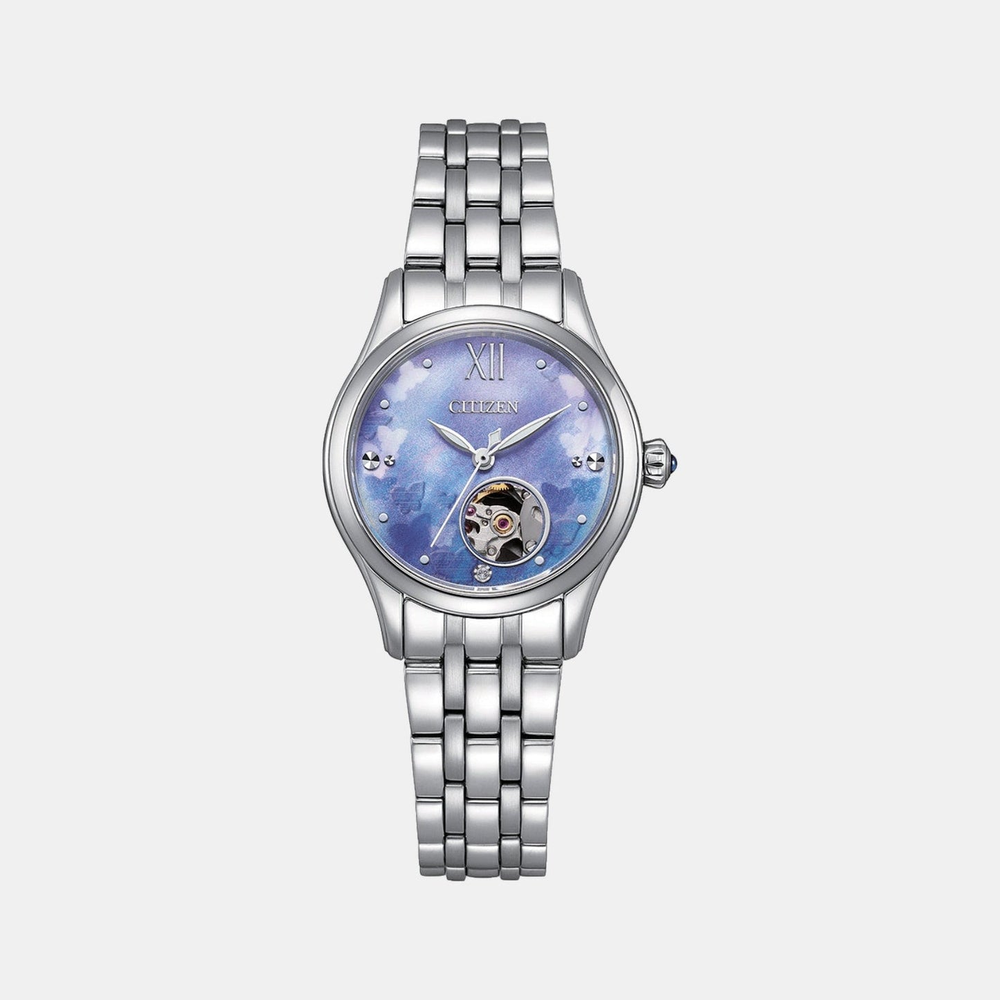 Women Automatic Blue Dial Analog Stainless Steel Watch PR1040-88N