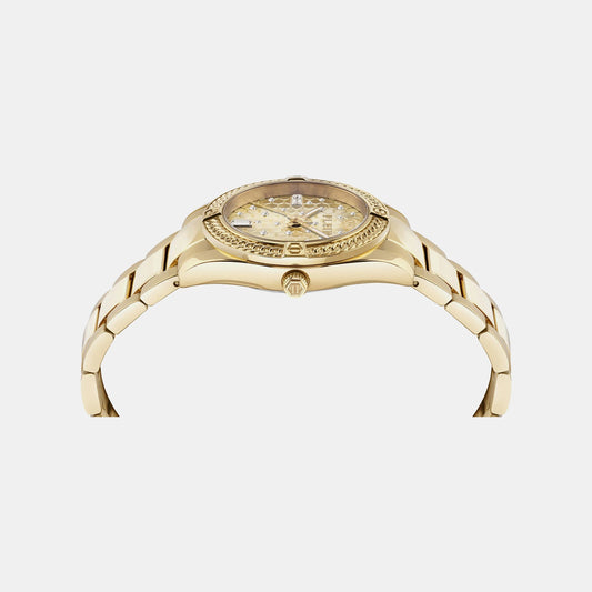 Plein Icon Chain Women Quartz Gold Dial Analog Stainless Steel Watch PW1FA0425