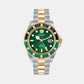 Pza-Gmt-I Challenger Bagu Men Quartz Green Dial Analog Stainless Steel Watch PWPZA0224