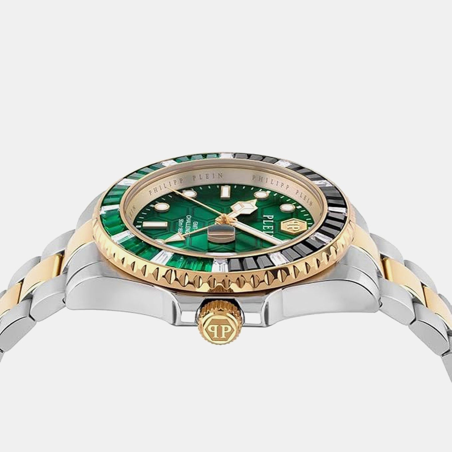 Pza-Gmt-I Challenger Bagu Men Quartz Green Dial Analog Stainless Steel Watch PWPZA0224