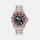 Pza-Gmt-I Challenger Bagu Men Quartz Black Dial Analog Stainless Steel Watch PWPZA0424