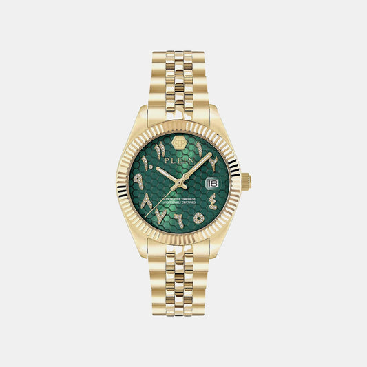 Women Quartz Green Dial Analog Stainless Steel Watch PWYFA0626