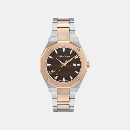 Edge Men Quartz Brown Dial Analog Stainless Steel Watch SF4T00325