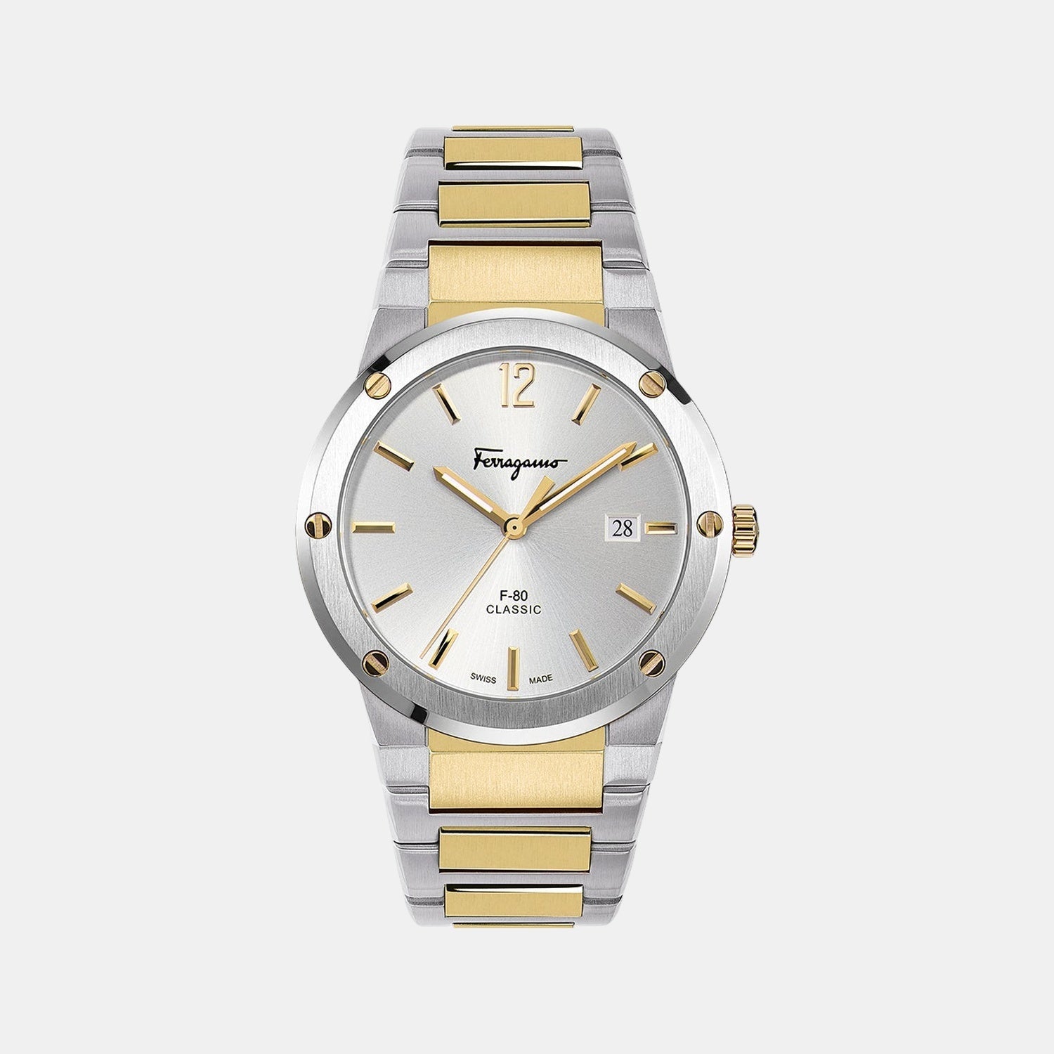 F-80 Classic Men Quartz Silver Dial Analog Stainless Steel Watch SFDT01420