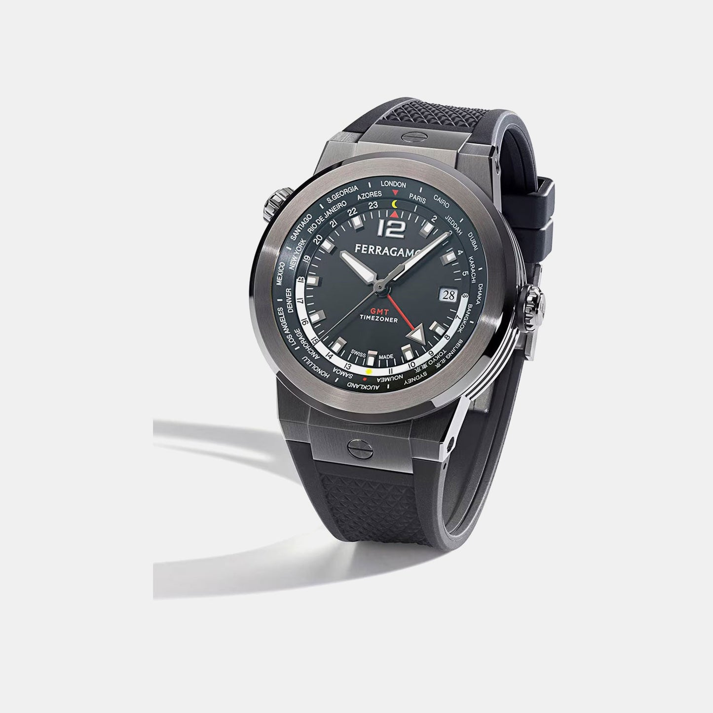 Ha-F-80 Gmt Worldtime -Fw Men Quartz Black Dial Analog Stainless Steel Watch SFHA00224