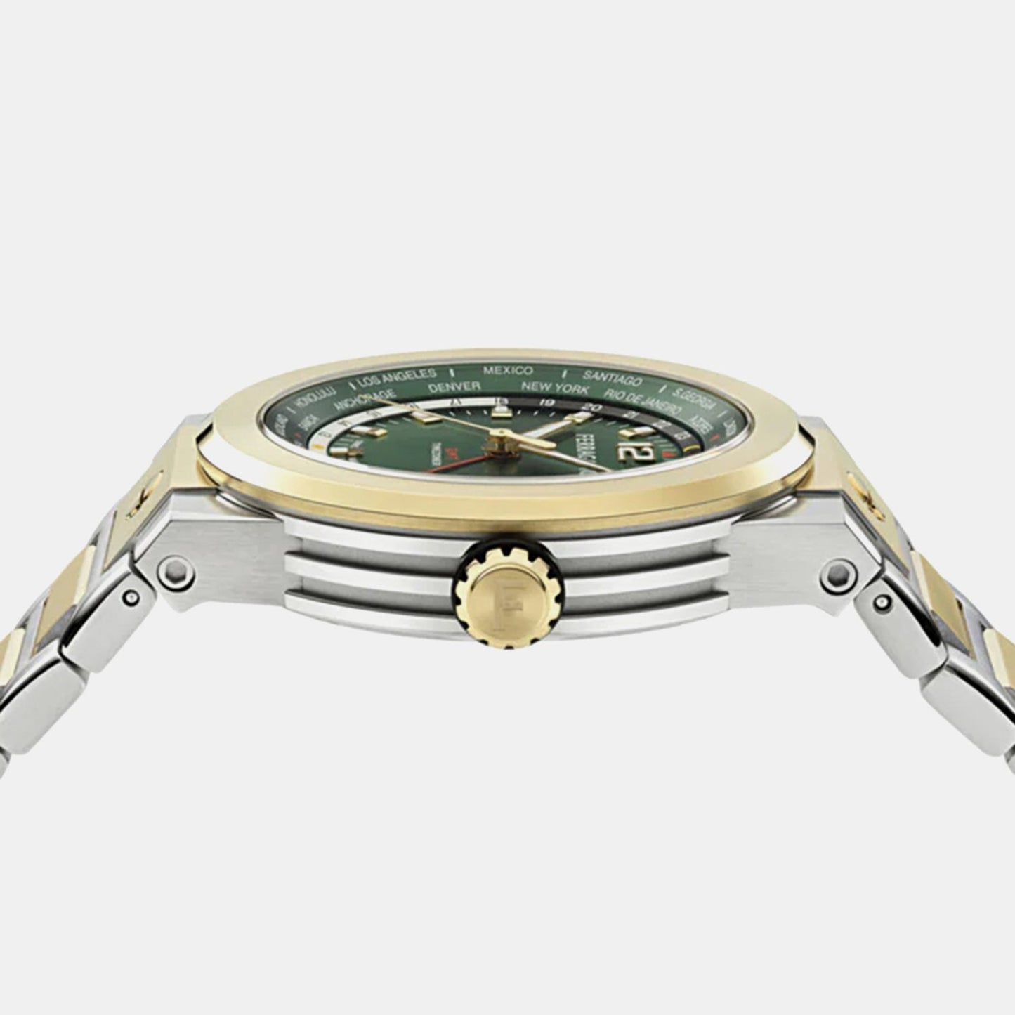 Ha-f-80 Gmt Worldtime -fw Men Quartz Green Dial Analog Stainless Steel Watch SFHA00926
