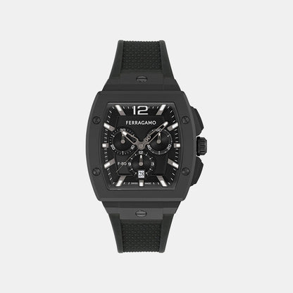 Men Quartz Black Dial Chronograph Silicone Watch SFKE00926