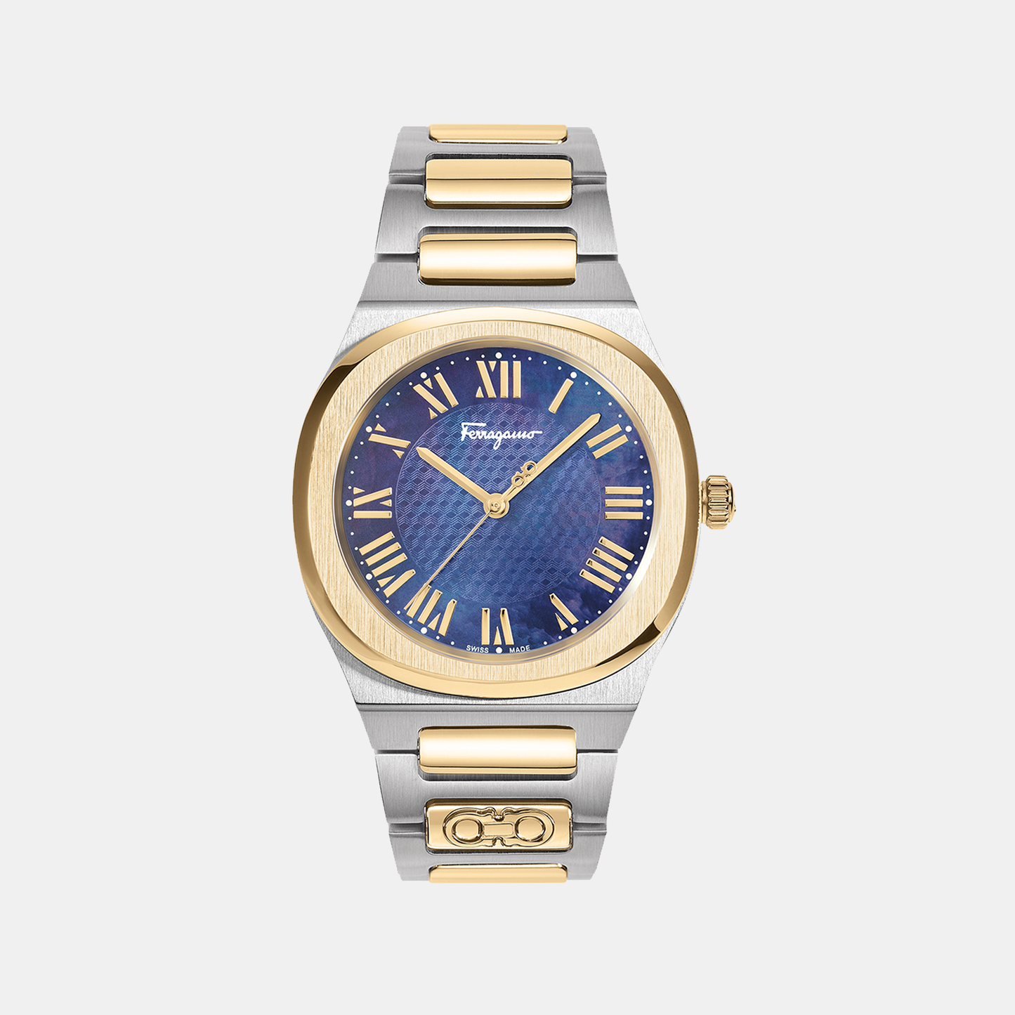 Ks-Ferragamo Elliptical 3 Women Quartz Mother Of Pearl Dial Analog Stainless Steel Watch SFKS00123