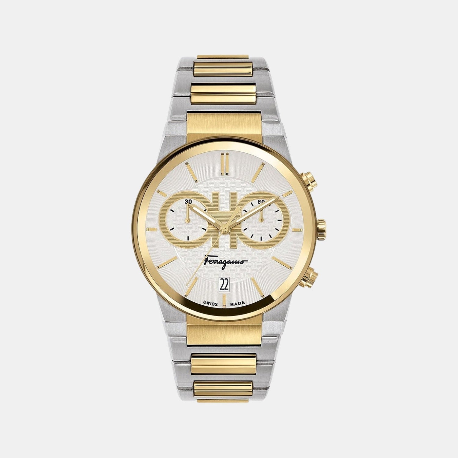 Me-Ferragamo Sapphire Chr Men Quartz Silver Dial Chronograph Stainless Steel Watch SFME00821