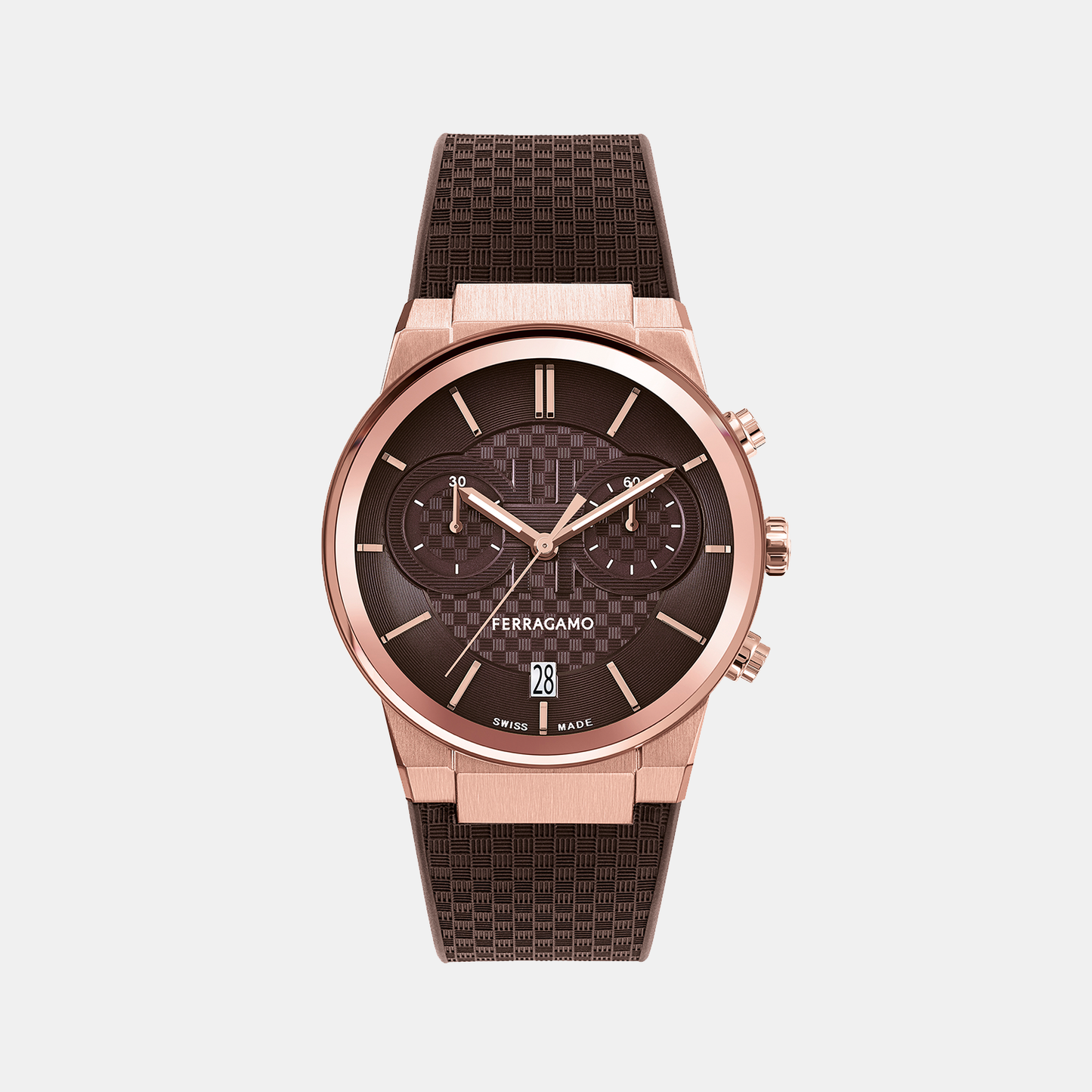 Me-Ferragamo Sapphire Chr Men Quartz Brown Dial Chronograph Stainless Steel Watch SFME01023