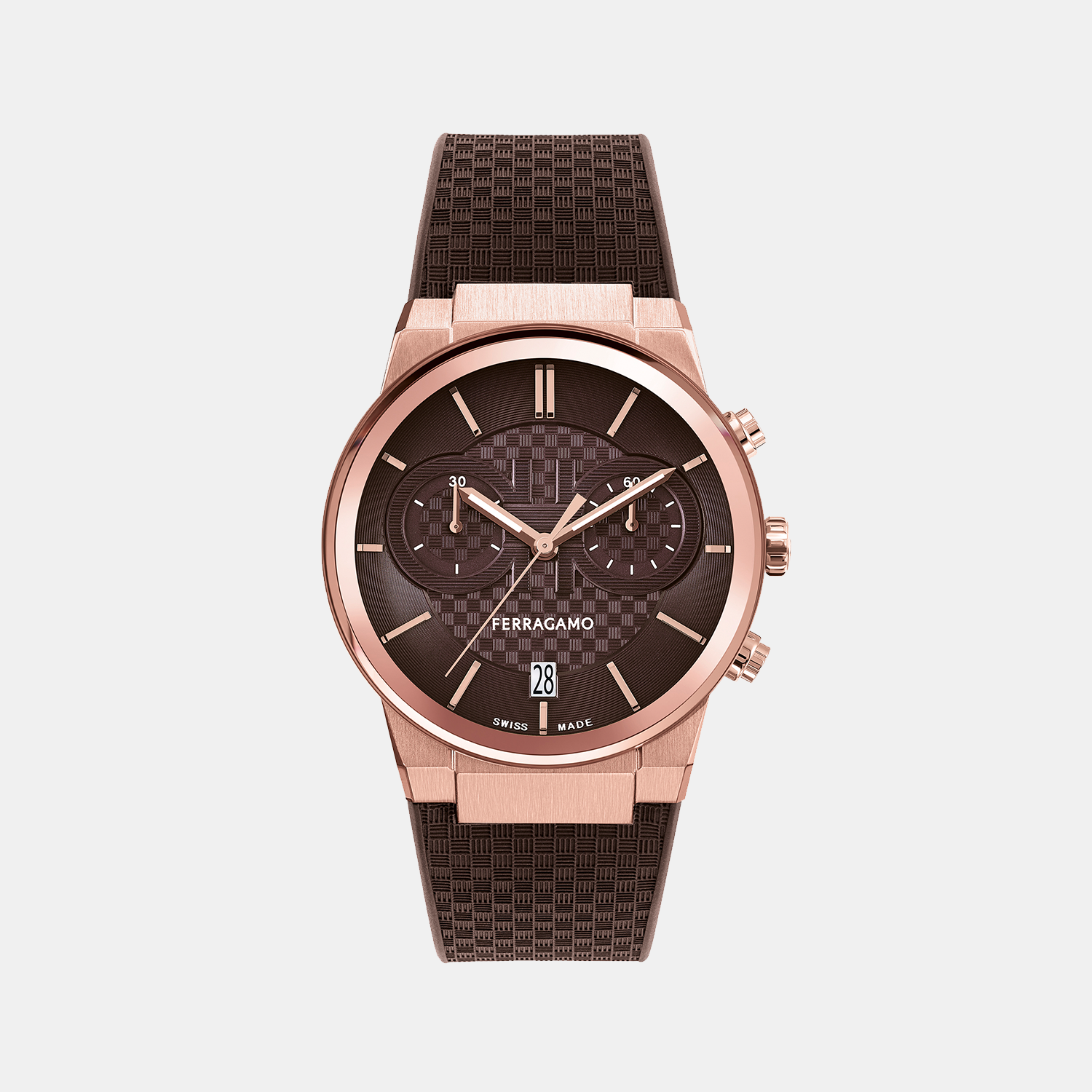 Me-Ferragamo Sapphire Chr Men Quartz Brown Dial Chronograph Stainless Steel Watch SFME01023