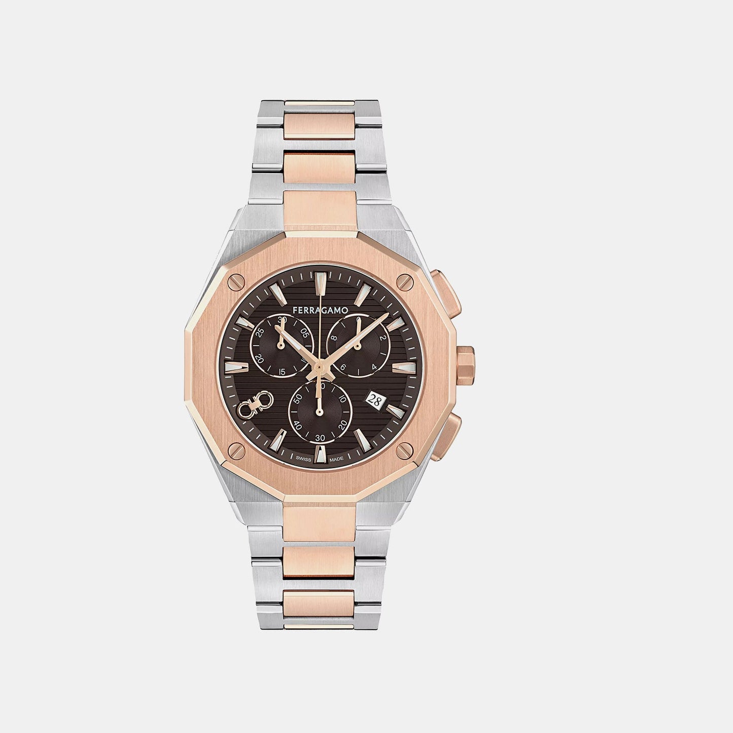 Men Quartz Black Dial Chronograph Stainless Steel Watch SFT600425