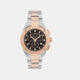 Men Quartz Black Dial Chronograph Stainless Steel Watch SFT600425
