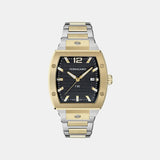 Men Quartz Black Dial Analog Stainless Steel Watch SFT800625