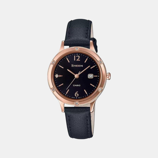 Sheen Women Quartz Black Dial Analog Leather Watch SH207