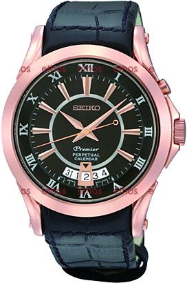 Seiko Premier Quartz Men Watches in Round case & Black Dial SNQ128P1