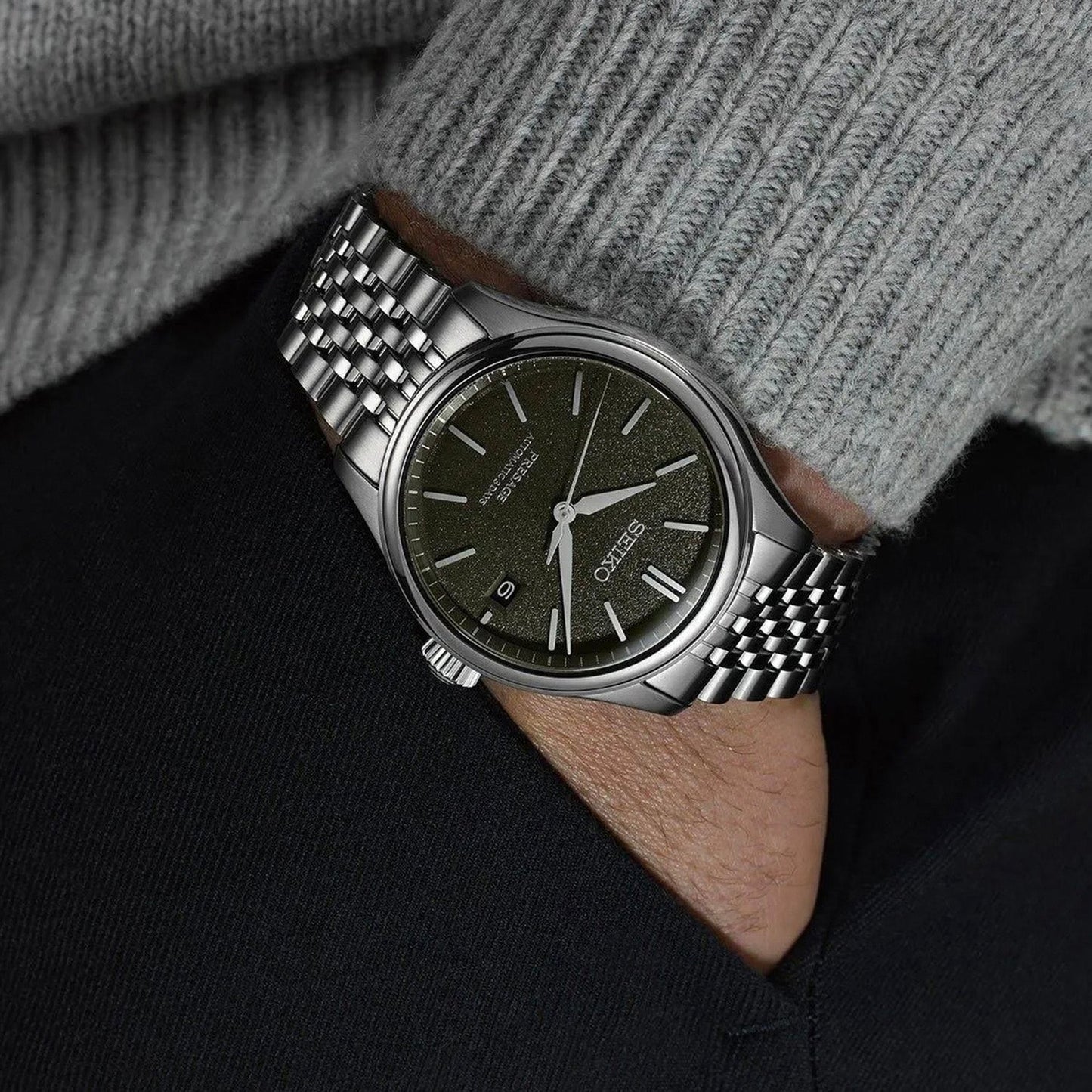 Presage Men Automatic Grey Dial Analog Stainless Steel Watch SPB465J1