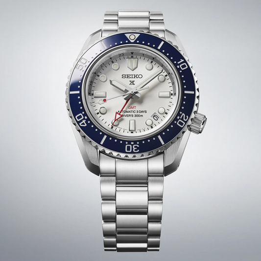 Prospex 1968 Heritage Diverâ€™s GMT 60th Anniversary Men Automatic White Dial Analog Stainless Steel Watch SPB519J1