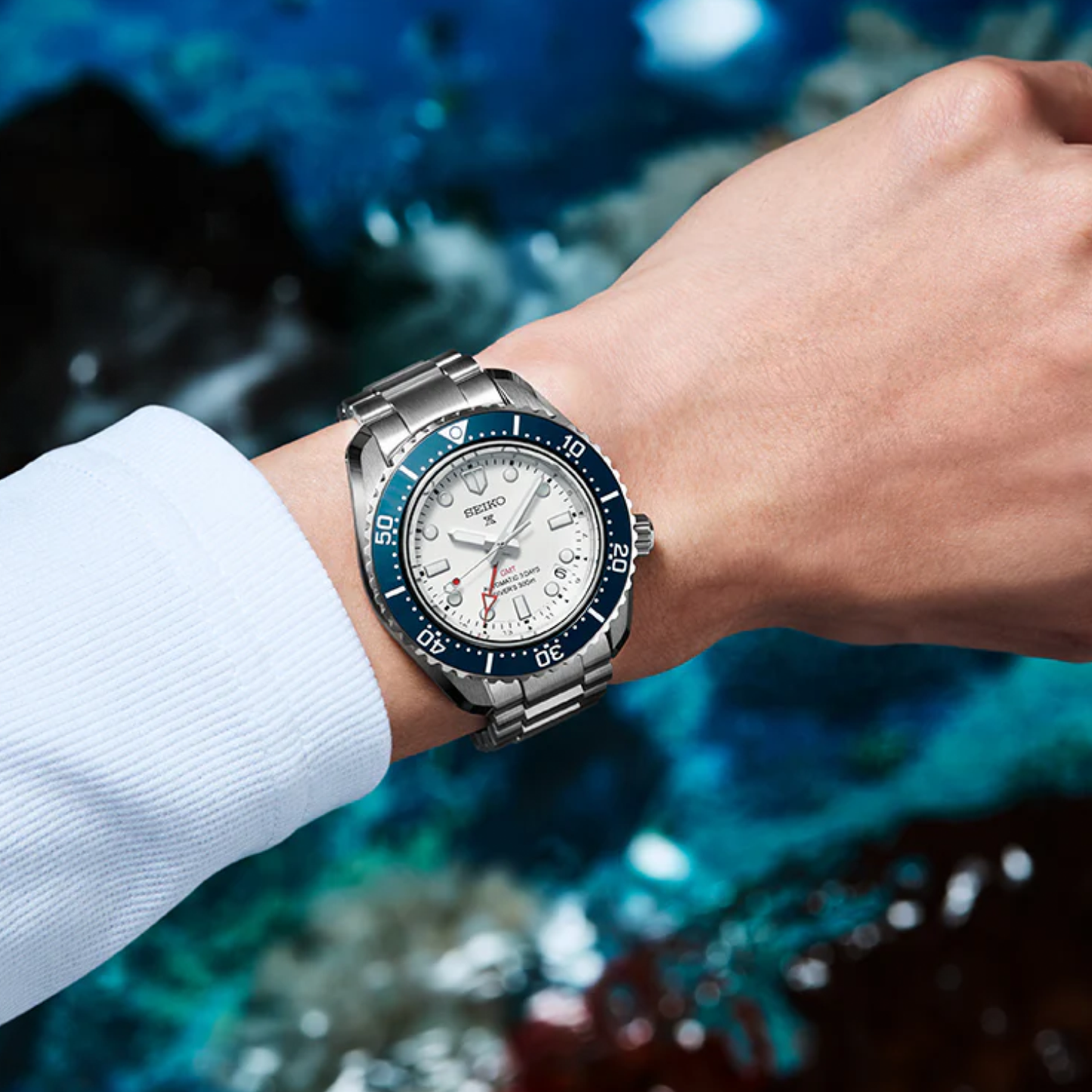 Prospex 1968 Heritage Diverâ€™s GMT 60th Anniversary Men Automatic White Dial Analog Stainless Steel Watch SPB519J1