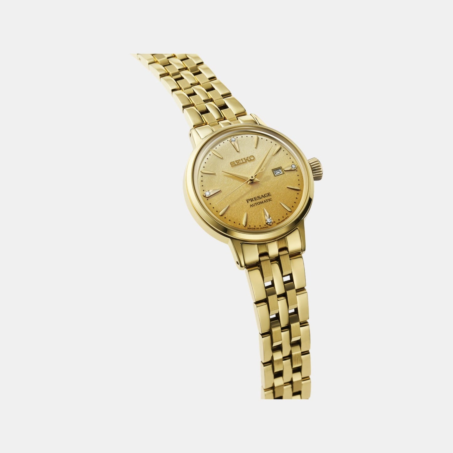 Presage Women Automatic Gold Dial Analog Stainless Steel Watch SRE018J1