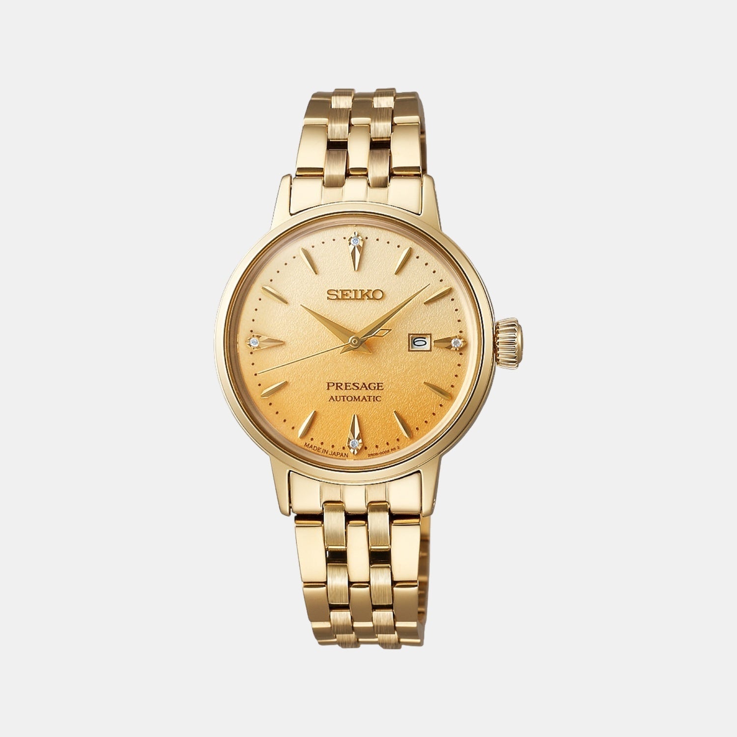 Presage Women Automatic Gold Dial Analog Stainless Steel Watch SRE018J1